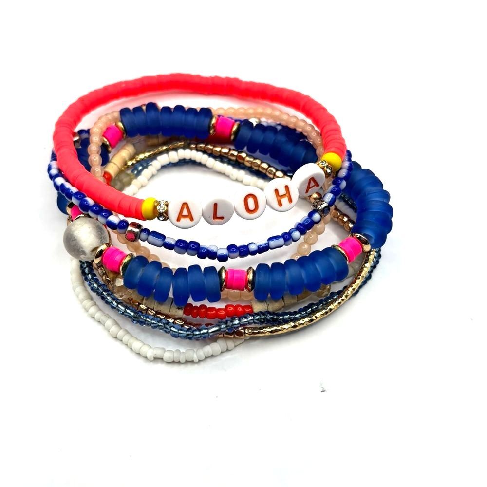 Colorful Beaded Aloha Stackable Bracelets